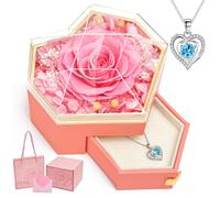 Beinhome Rose éternelle, rose préservée, fleurs envoyées cadeau pour femme, maman, grand-mère, petite amie, Saint-Valentin, Noël, fête des mères, anniversaire, mariage, Thanksgiving