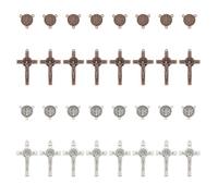 beinkmake Lot de 16 chapelets Saint Benoît Croix et Médailles Alliage Saint Benoît Médaille Jésus Croix Pendentif Charms pour la fabrication de bijoux DIY Unisexe Spirituel Fournitures de bricolage