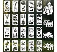 beinkmake Lot de 20 pochoirs d'animaux de la forêt en PET - Motifs hiboux, aigles, cerfs, éléphants, léopards, incrustations de bordures pour meubles, loisirs créatifs, mur, bois, tissu, toile, papier