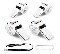 beinkmake Lot de 4 sifflets d'urgence avec lanière gravée pour arbitre, sifflet en acier inoxydable pour dressage de chien, cadeau pour entraîneur, enseignant, ami