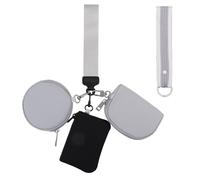 beinkmake Mini portefeuille zippé autour de la dragonne avec 3 porte-monnaie gris amovibles à fermeture éclair pour homme et femme