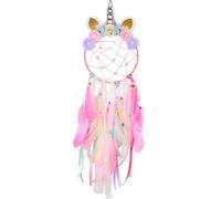 Beinou Attrape-rêves licorne coloré avec plumes colorées et fleurs faites à la main - Attrape-rêves pour enfants - Décoration murale à suspendre - Cadeau idéal