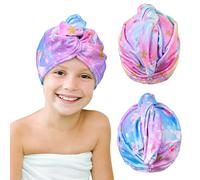 Beinou Serviette Microfibre Cheveux 2 Pièces Serviette Cheveux Séchage Rapide Super Absorbante avec Bouton de Design pour Femmes