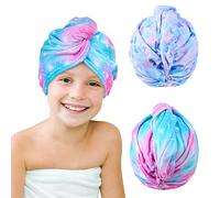 Beinou Serviette Microfibre Cheveux 2 Pièces Serviette Cheveux Séchage Rapide Super Absorbante avec Bouton de Design pour Femmes