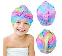 Beinou Serviette Microfibre Cheveux 2 Pièces Serviette Cheveux Séchage Rapide Super Absorbante avec Bouton de Design pour Femmes