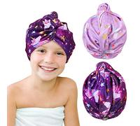 Beinou Serviette Microfibre Cheveux 2 Pièces Serviette Cheveux Séchage Rapide Super Absorbante avec Bouton de Design pour Femmes