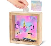 Beinou Tirelire Compteuse Pièces Voyage Licorne Tirelire Billet Transparente Acrylique Décoratives avec des Lettres Personnalisées Cadeau d'enfants