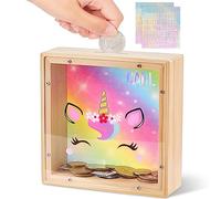 Beinou Tirelire Compteuse Pièces Voyage Licorne Tirelire Billet Transparente Acrylique Décoratives avec des Lettres Personnalisées Cadeau d'enfants