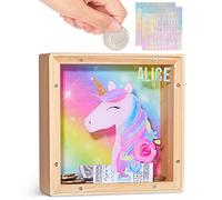 Beinou Tirelire Compteuse Pièces Voyage Licorne Tirelire Billet Transparente Acrylique Décoratives avec des Lettres Personnalisées Cadeau d'enfants