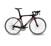 BEIOU 2016 700C Vélo de Route Shimano 105 vélos avec Un Cadre 11S 5800 Vélo de Course T800-M40 Fibre de Carbone Aero 18,3 LB Ultra léger Cb013A-2 (Noir et Rouge, 500 mm)