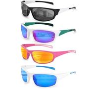 Beipegin 4 Pièces Lunettes de Soleil Homme Femme Sport, Lunette Velo Homme, Protection UV400 pour la Course à Pied, la Conduite, la Pêche et le Cyclisme