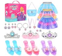 Beipegin Chaussures Princesse Fille Deguisement Princesse Accessoires Jupes Sac Bijoux Couronne Jeux Cadeau Anniversaire Carnaval Noël Cadeau Fille 3 4 5 6 7ans