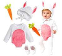 Beipegin Deguisement Lapin Bébé Garçon Fille,Grenouillere Oreille de Lapin Body Bebe Combinaison Deguisement Paques Halloween 0-18 Mois