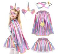 Beipegin Deguisement Licorne Fille Deguisement Princesse Enfant Cape Princesse Jupe Tutu Bandeau Licorne Costume Princesse pour Carnaval Fête Anniversaire Cadeaux