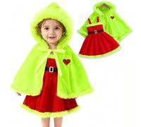 Beipegin Deguisement Mere Noel Bébé Fille Robe Noel Cape Costume Pere Noël Velours Tenue Costume Noël Princesse Bebe