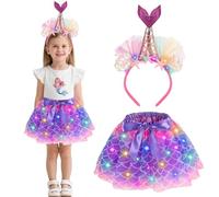Beipegin Deguisement Princesse Enfant,Deguisement Licorne Sirène Jupe Tutu Bandeau Licorne Robe Princesse Fille pour Carnaval Fête Anniversaire Cadeaux