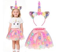 Beipegin Deguisement Princesse Enfant,Deguisement Licorne Sirène Jupe Tutu Bandeau Licorne Robe Princesse Fille pour Carnaval Fête Anniversaire Cadeaux