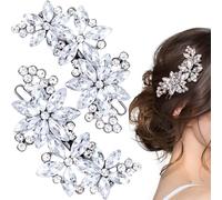 BEIQIYA Lot de 2 barrettes à cheveux antidérapantes en forme de fleur avec strass pour femme, épais, fin, bouclés, raides, longs et courts