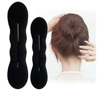 BEIQIYA Lot de 2 éponges à chignon pour femme, outil de recourbe-recourbe-chignon flexible, accessoires de cheveux pour chignons, ballets, torsions françaises, noir