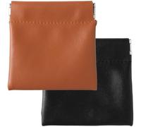 BEIQIYA Lot de 2 petites trousses de maquillage portables en organosilicone, mini fermeture à pression pour pièces de monnaie, rouge à lèvres, lunettes - Noir et marron