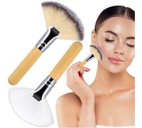 BEIQIYA Lot de 2 pinceaux éventail pour le visage, outils d'application de masque facial, pinceaux cosmétiques esthéticiens pour femme, maquillage, poudre, fard à joues, mise en évidence du visage