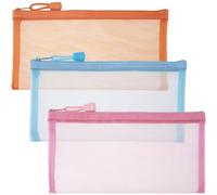 BEIQIYA Lot de 3 mini trousses de maquillage en maille avec fermeture éclair, pochette cosmétique portable pour femme, sac à main, rouge à lèvres, clés, articles essentiels, écouteurs, cartes