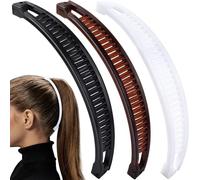 BEIQIYA Lot de 6 pinces à cheveux banane pour femme, épingles à cheveux classiques à double peigne, antidérapantes, accessoires pour cheveux épais, fins, longs, courts, raides et bouclés - Blanc, noir