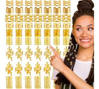 BEIQIYA Lot de 90 bijoux de cheveux dorés pour tresses, bracelets de cheveux en métal, accessoires de dreadlocks, décoration réglable pour Halloween, Noël, 9 styles