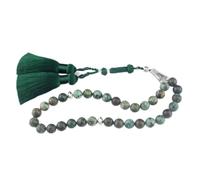 beirunde Tasbih Tesbih Lot de 33 perles de prière islamiques musulmanes Subha Sebha Sebha Chapelet du Ramadan, chapelet Misbaha Masbaha Tasbeeh Sibha Vert d'Afrique, perles en pierre naturelle, perles