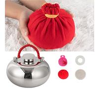 BEISCO Bouillotte avec Housse Bouillotte Eau Chaude en Métal Résistant À L'éclatement Chauffe-Mains 2L/1,5L/1L Aide À Soulager Les Douleurs Musculaires Et Les Crampes Menstruelles (Size : L-18CM)