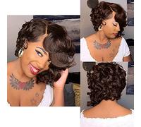 BeiSD Perruque afro courte bouclée au carré pour femme noire - Cheveux synthétiques bouclés courts et bouclés (marron)