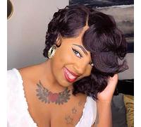 BeiSD Perruque courte afro bouclée au carré pour femme noire, perruque de cheveux synthétiques bouclés courts (99J)