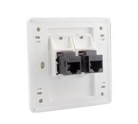 BeisDirect 86x86mm femelle à femelle CAT6 Gigabit double passe réseau prise murale RJ45 LAN façade prise de courant droite Internet (LAN x 2)