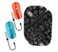 BeisDirect Souris de manette de jeu compatible avec les poignées Joy-Con pour Switch 2 Mini souris ergonomique portable gauche + droite avec poignée et tapis de souris (orange + bleu)
