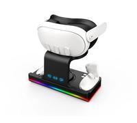 BeisDirect Station de charge pour Meta Quest 3, station de charge magnétique USB pour casque Quest 3 VR et contrôleur tactile, charge rapide avec indicateur LED coloré, noir