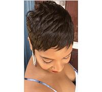 BeiSDWig Perruques synthétiques courtes pour femmes noires - Perruque courte coupe Pixie pour femme - Cheveux courts naturels (X9627-marron)