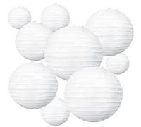 BEISHIDA 10Pcs White Paper Lanterns Decorative Chinese/Japanese Hanging Round Paper Lanterns Lamp for Birthday, Wedding, Christmas, Bridal, Home Decor, Party Decoration(Size of 4”, 6”, 8”, 10”)