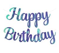 BEISHIDA 200gpet Bannière de lettres à paillettes bleues à faire soi-même avec inscription « Happy Birthday »