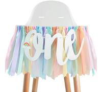 BEISHIDA Guirlande de chaise haute pour 1er anniversaire - Décorations de fête prénatale arc-en-ciel pastel pour premier anniversaire, décoration de chaise haute neutre