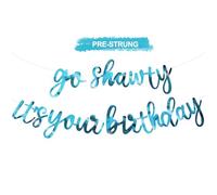 BEISHIDA Shining Lake Blue - Bannière « Go Shawty It's Your Birthday » de 3,5 m, sans bricolage, thème hip-hop, bannière « Happy Birthday » pré-cordée sur le thème du rap pour homme et femme
