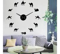 Beisite Chameau Grand DIY Horloges Murales Dromadaire Désert Arabe Esprit Animaux Accueil Intérieur Art Décor sans Cadre Silencieux Mur Montre (Noir, 37 Pouces)