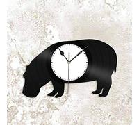 Beisite Hippopotame Horloge Murale en Vinyle Décoratif Cadeau Unique Animaux Amoureux Chambre Décor Vintage Design Bureau Bar Chambre Décor À La Maison