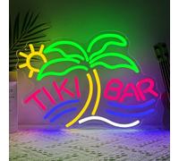 BEISKAFNVSZ TIKI BAR Panneau Néon LED Panneau USB Enseigne Lumineuse pour Bar Décoration Murale Personnalisée Lampe Néon à Intensité Variable pour Bar Garden Party Club Tropical