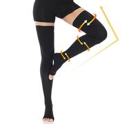 Beister Bas de Compression Médicale à Bout Ouvert, 20-30mmhg Niveau 2 Longues Bas de Compression pour Femme & Homme, Silicone Pointillé Antidérapant, Soutien Progressif, pour Les varices, l'œdème