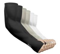 beister Manchon Bras Homme & Femme (3/6) Anti UV Protection UPF 50+ Manche de Bras Avant,Refroidissement Antidérapant Manchette Gaming, Sport Compression Arm Sleeves Taille unique Noir, blanc, gris