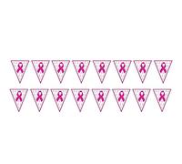 Beistle 2 Piece 11" x 12' Pink And White Breast Cancer Awareness Ribbon Pennant Banners, Celebrating With You Since 1900