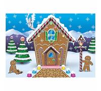 Beistle 20823 Toile de Fond en Tissu Vibrant en Forme de Maison en Pain d'épices - Décoration de Noël fantaisiste et Festive pour créer Un Joli Accessoire de Fond de Vacances, célébrer avec Vous