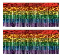 Beistle 55039-RB Lot de 2 Rideaux à Franges métalliques 1 pli en Plastique, Multicolore
