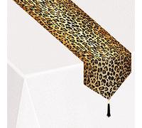 Beistle 57848 Chemin de table en papier imprimé léopard avec pompon, multicolore