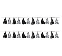 Beistle 59927-BKS, 2 guirlandes à pompons métalliques, 24,8 cm x 20,3 cm, Noir/argenté